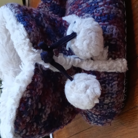 Women's booty slippers navy cream burgundy Medium - Picture 5 of 6